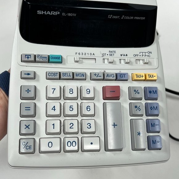Sharp EL-1801V 12 Digit 2 Color Printing Electronic Calculator w/power cord EUC - Picture 4 of 7